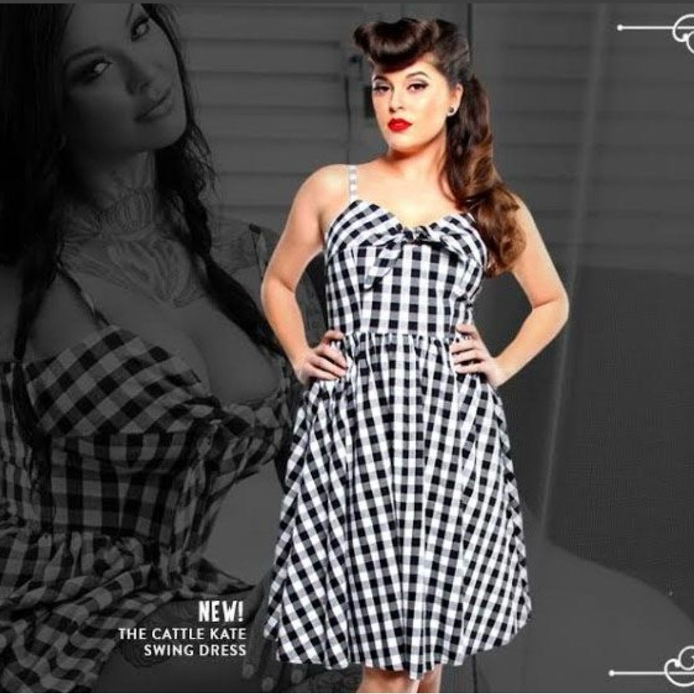 Pinup Black and White Gingham Midi Dress